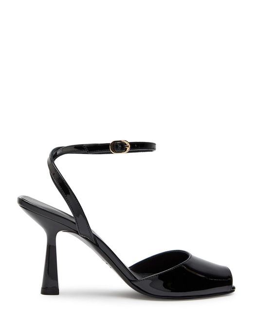 Stuart Weitzman Black Val 85 Patent Leather Sandals