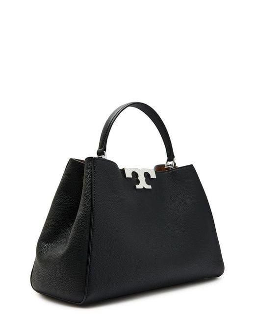 Tory Burch Black Eleanor T-Logo Grained Leather Top Handle Bag