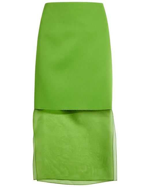 Khaite Green Sybil Layered Effect Satin Skirt