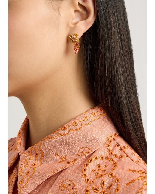 Kate Spade Paradise Flower Crystal Embellished Drop Earrings in White Lyst