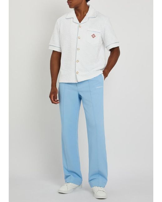 Casablanca Blue Logo-Embroidered Piqué Woven Track Pants for men