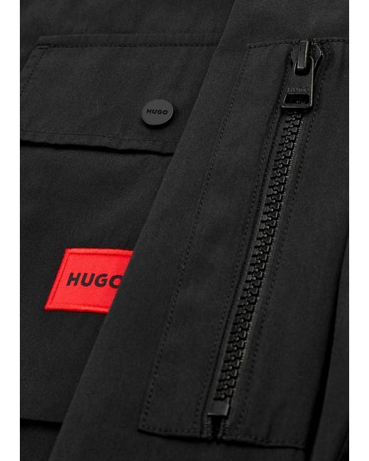 HUGO Black Logo Cotton-blend Overshirt for men