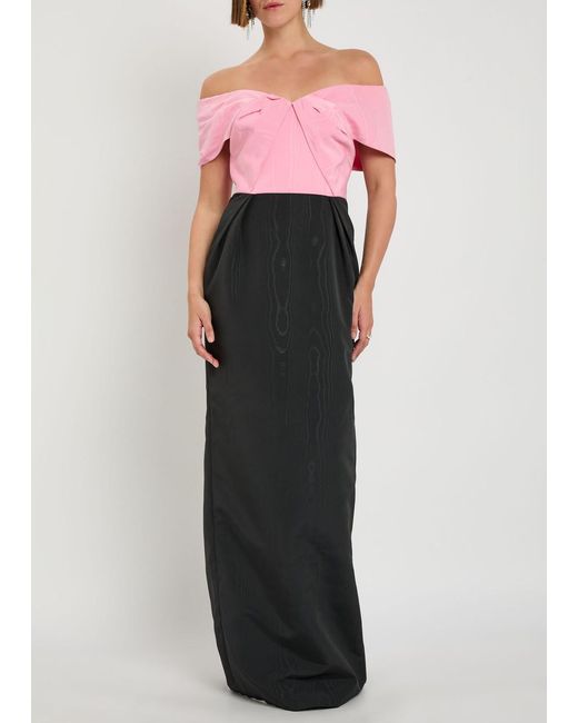 Rebecca Vallance Black Amaro Off-The-Shoulder Taffeta Maxi Dress