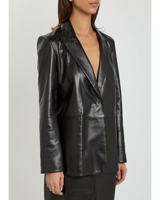 Nour Hammour Black Arden Leather Blazer