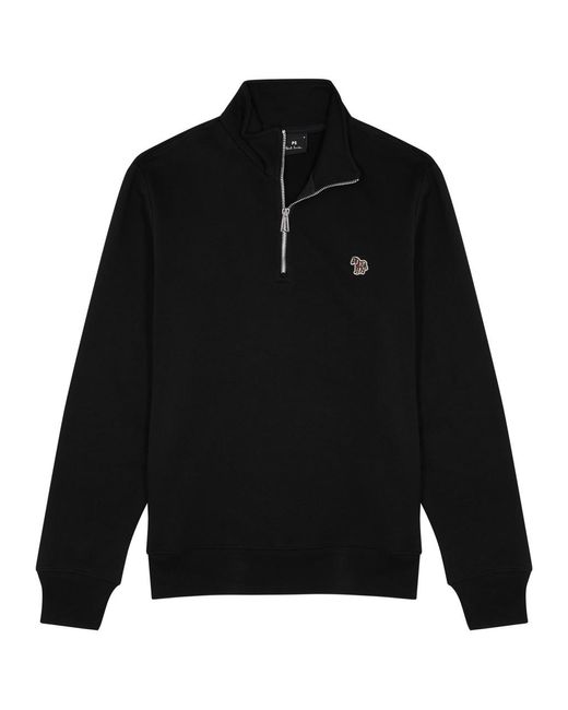 PS by Paul Smith Black Logo Cotton Half-zip Sweatshirt for men