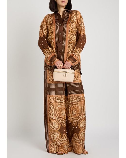 Zimmermann Brown Luna Printed Silk Shirt