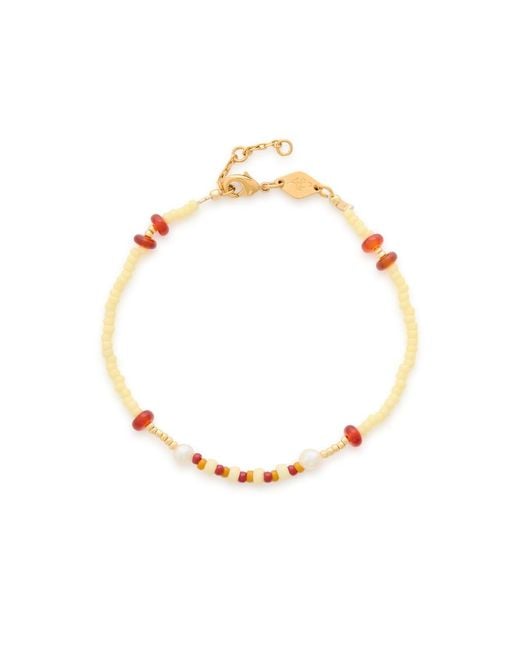 Anni Lu White Dizzy Moon 18Kt-Plated Beaded Bracelet