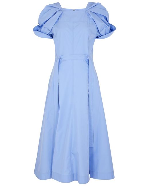3.1 Phillip Lim Blue Collapsed Bloom Cotton-blend Midi Dress