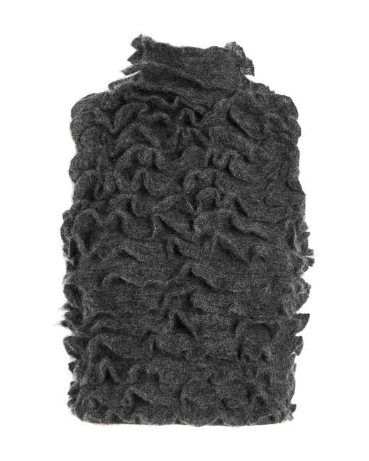 Alaïa Gray Ruffled Mohair-Blend Cropped Top