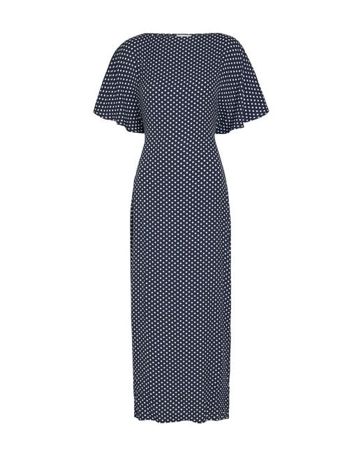 Reformation Blue Maeva Polka-Dot Woven Midi Dress