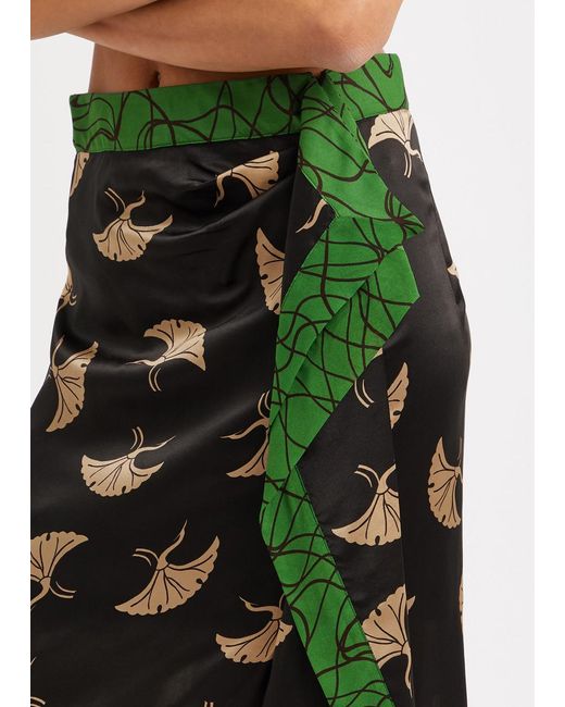 Dries Van Noten Black Sole Bis Printed Silk-blend Maxi Skirt
