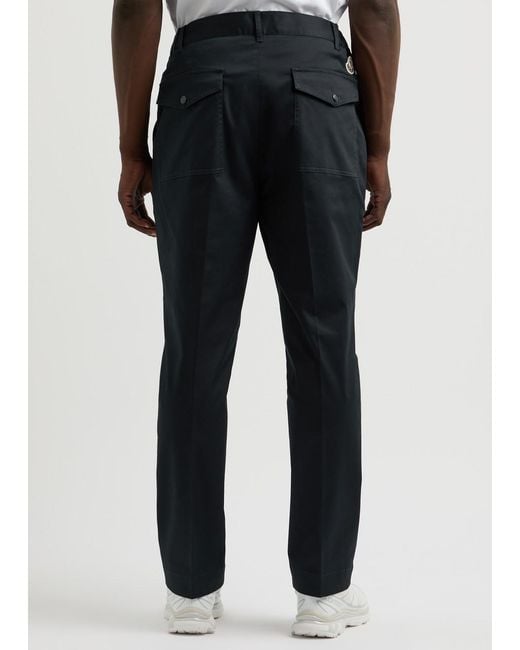 Moncler Blue Logo Cotton-Stretch Trousers for men