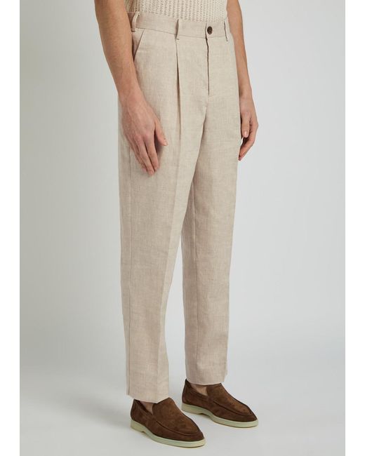 Wax London Natural Aubyn Tapered-Leg Linen Trousers for men