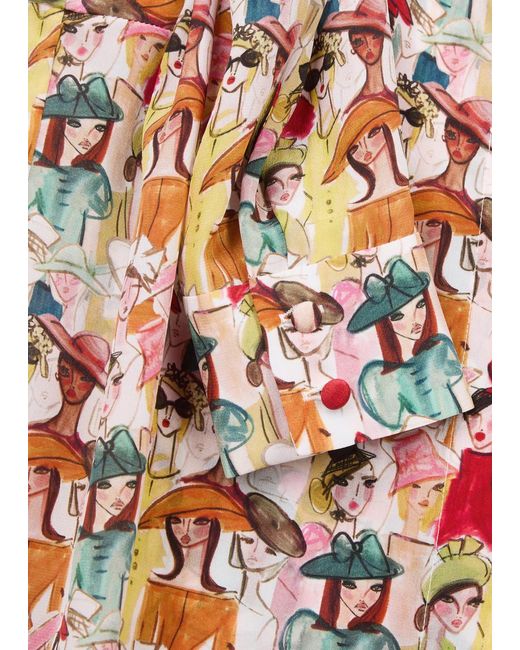 Alice + Olivia Multicolor X Blair Z Willa Printed Silk Shirt