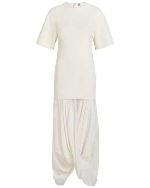 Totême  White Cocoon Draped Maxi Dress