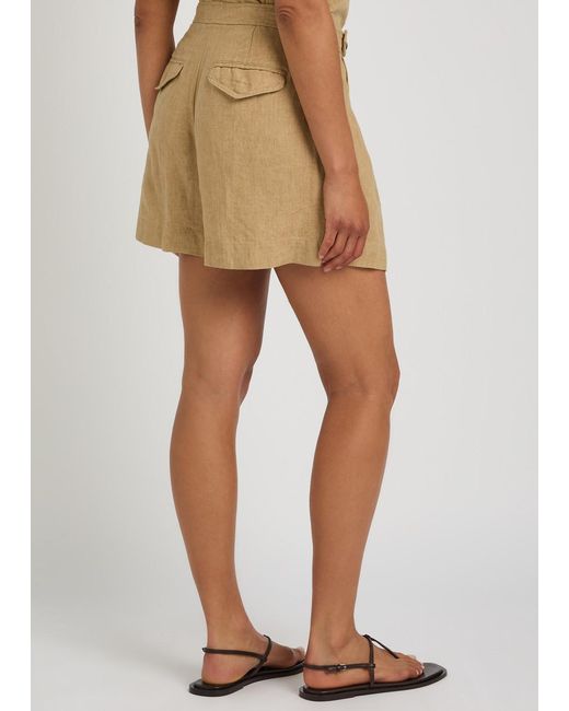 Polo Ralph Lauren Natural Pleated Linen Shorts