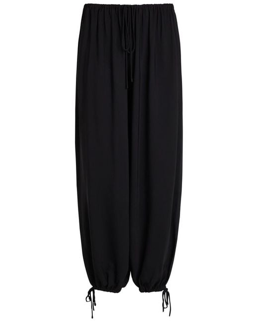 TOVE Black Estelia Draped Barrel-Leg Crepe Trousers