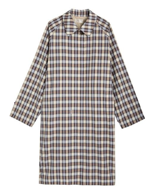 The Row Gray Tavishina Checked Silk-Blend Coat