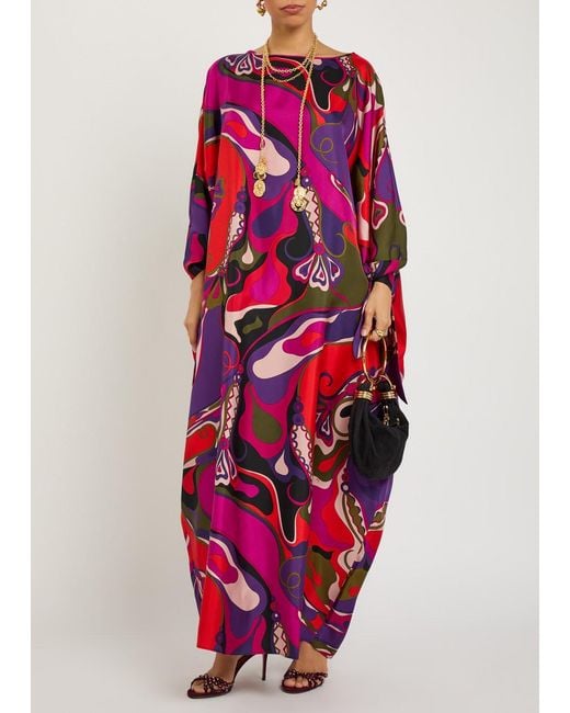 Emilio Pucci Red Printed Silk Gown