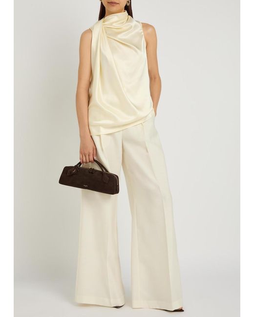 Heirlome Natural Laurence Wide-Leg Wool And Silk-Blend Trousers