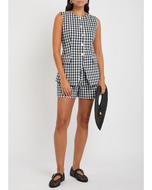 Veronica Beard Blue Lois Gingham Seersucker Vest