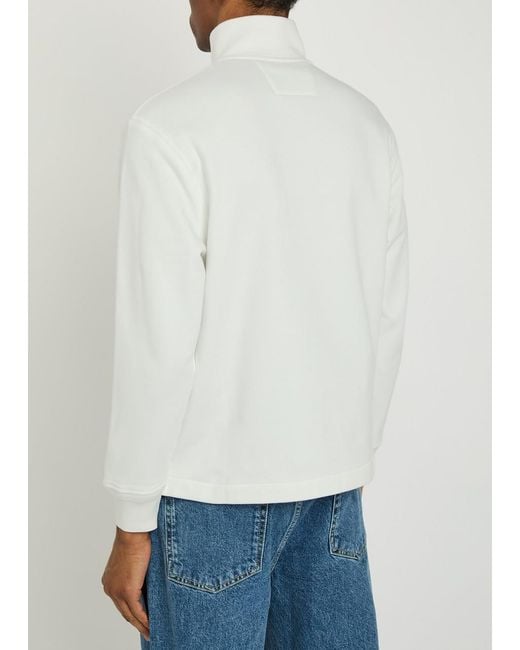 C P Company White Logo-Embroidered Cotton Sweatshirt for men