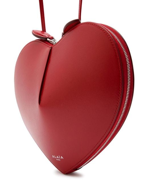 Alaïa Red Le Couer Glossed Leather Cross-Body Bag