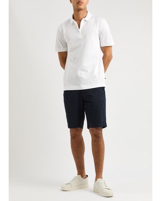 Boss White Tempio Cotton-Blend Polo Shirt for men