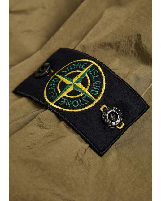 Stone Island Green Hooded Crinkled Shell Jacket for men
