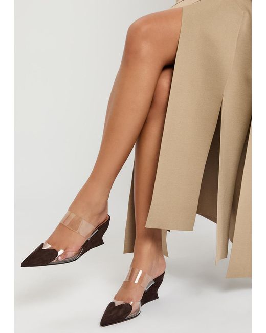 Alaïa Brown Le Coeur 60 Wedge Suede Mules