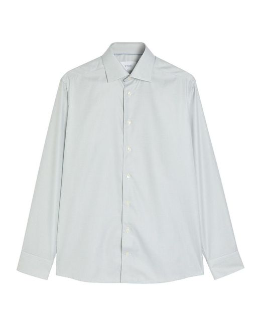 Eton of Sweden White Houndstooth Cotton-Twill Shirt for men