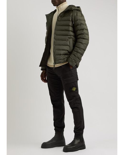 Rains Green Quilted Rubberised Casual Jacket for men