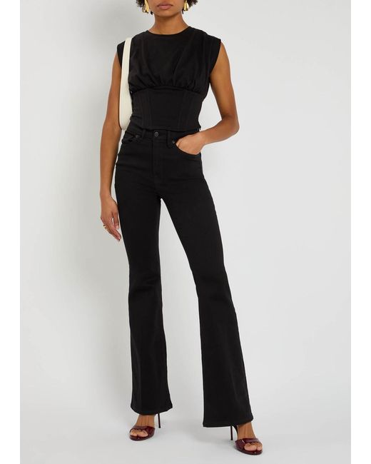 GOOD AMERICAN Black Skinny Flared-Leg Jeans