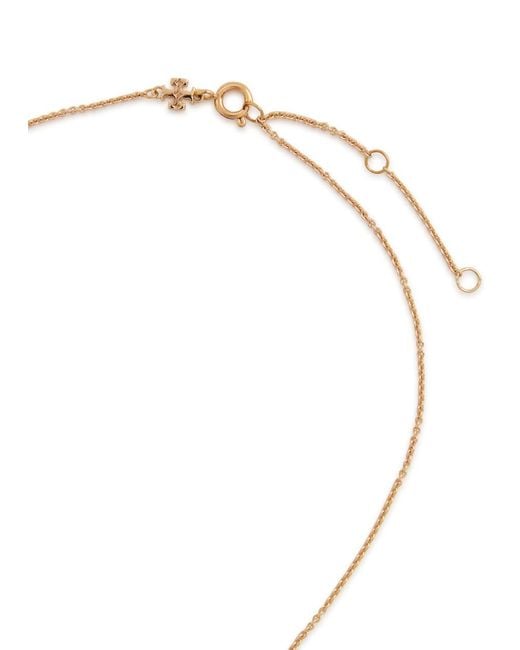 Tory Burch Metallic Forget Me Not Pearl-Embellished 18Kt-Plated Necklace