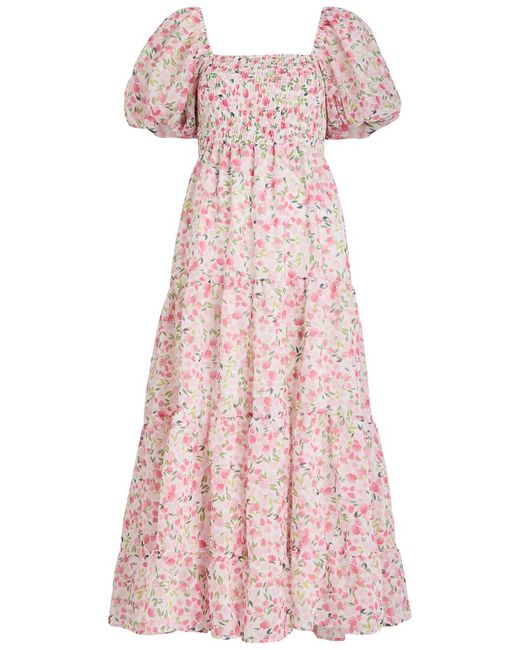 Sister Jane Pink Wild Hearts Floral-Print Organza Midi Dress