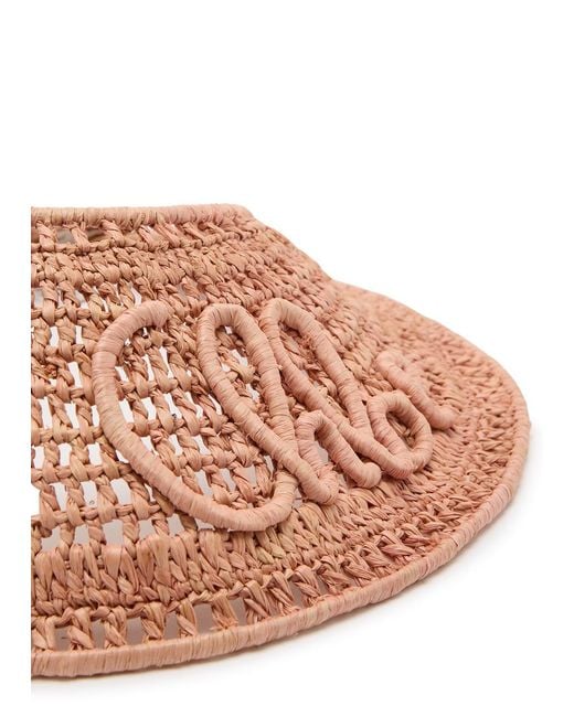 Chloé Pink Chloé Logo-Embroidered Raffia Visor
