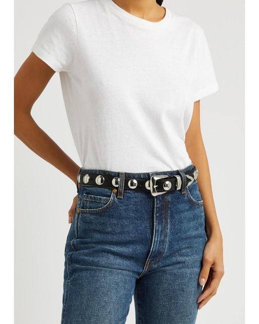 Khaite White Benny Studded Leather Belt