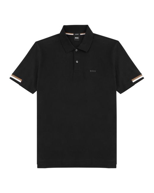 Boss Black Logo Piqué Cotton Polo Shirt for men