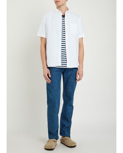 A.P.C. White Jack Logo-Embroidered Cotton Shirt for men