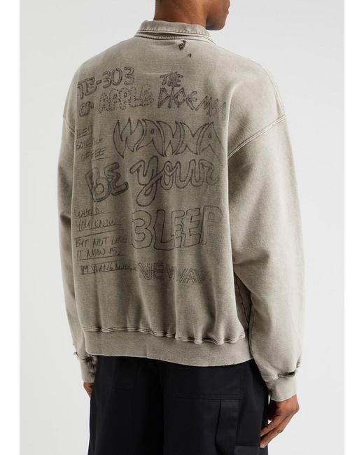Maison Mihara Yasuhiro Gray Printed Cotton Half-Zip Sweatshirt for men
