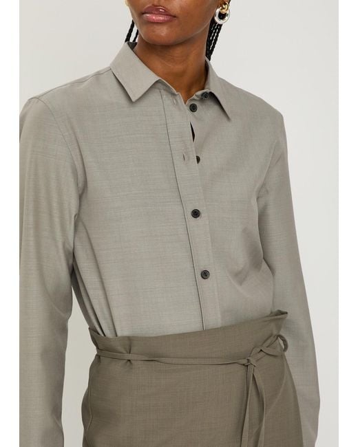 Calvin Klein Gray Sophie Wool And Silk-Blend Shirt