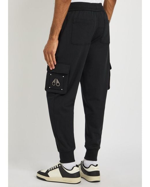 Moose Knuckles Black Hartsfield Tapered-Leg Cotton Cargo Sweatpants for men