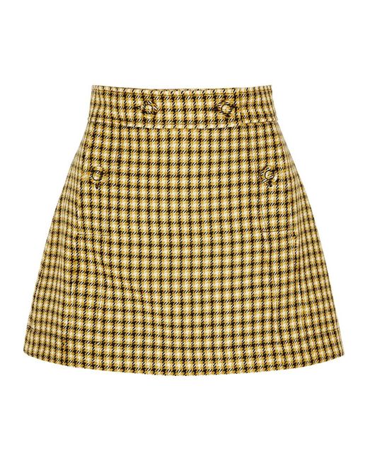 Plan C Metallic Checked Wool Mini Skirt