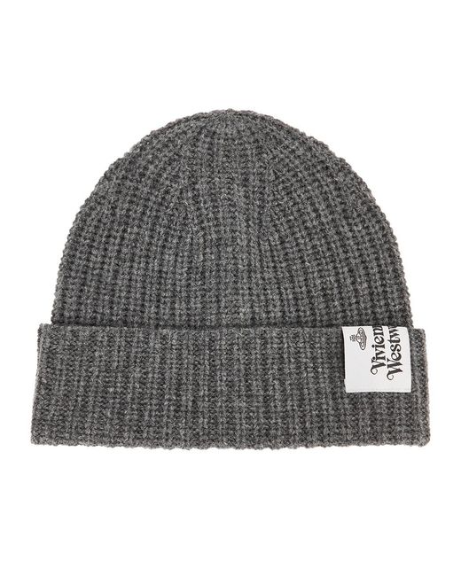 Vivienne Westwood Gray Ribbed-Knit Wool Beanie for men