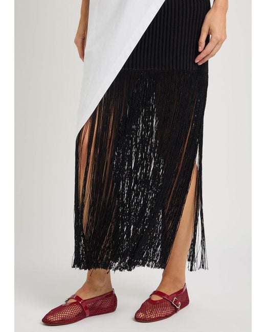 Alaïa Red Mesh And Glossed Leather Ballet Flats