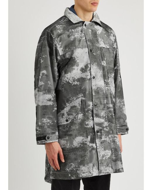 Stone Island Gray Camouflage-Print Mesh And Shell Parka for men