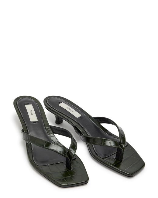 Totême  Black 40 Crocodile-Embossed Leather Sandals