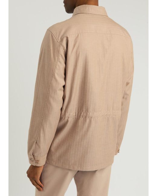 Paul Smith Natural Herringbone Cotton-Blend Overshirt for men