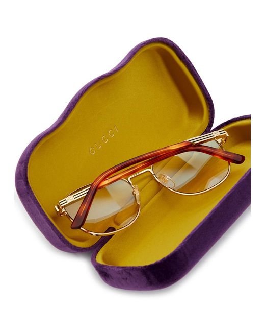 Gucci Metallic Aviator-Style Optical Glasses for men