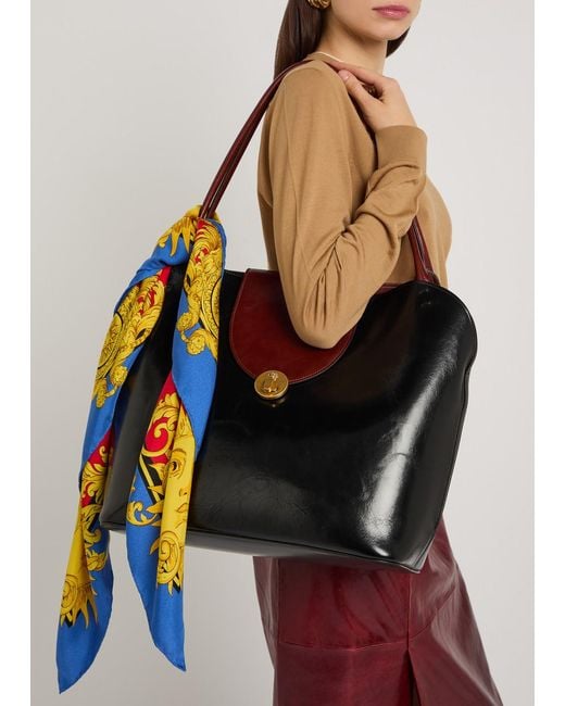 Versace Black Large Leather Tote Bag